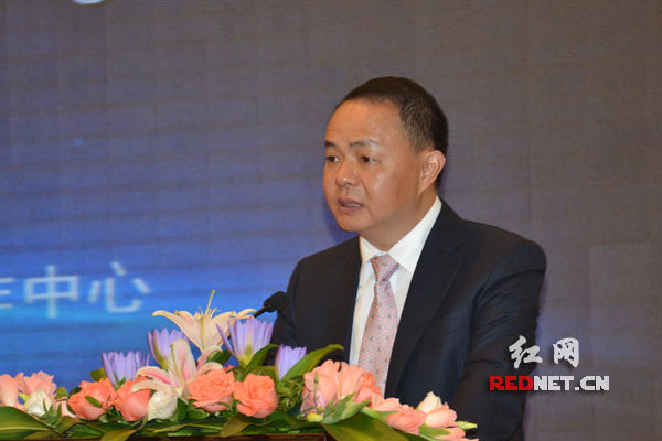 湖南省财政厅厅长郑建新发表讲话。